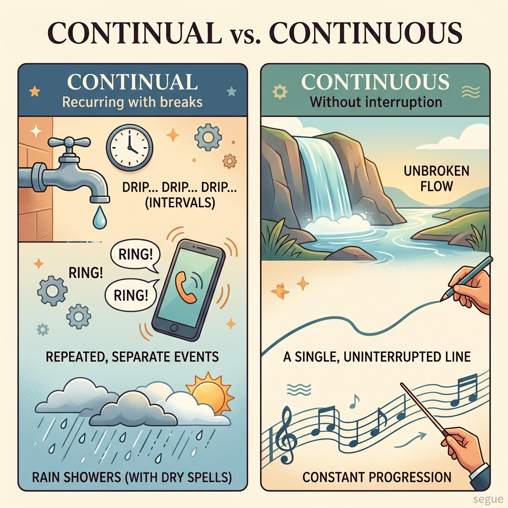 continual vs. continuous