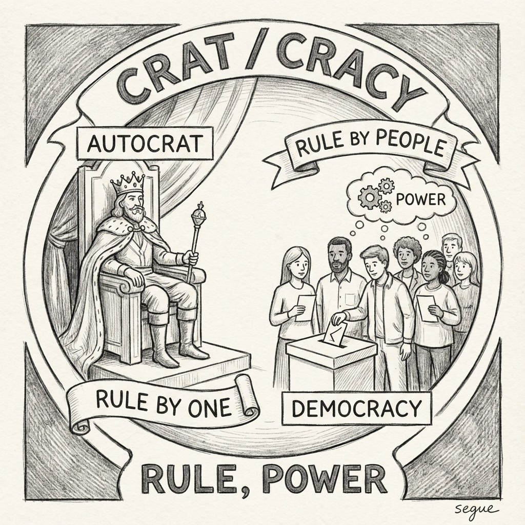 crat, cracy