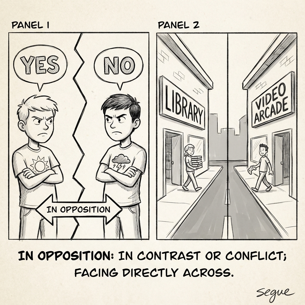 in opposition